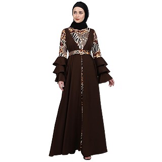 Umbrella abaya with digital Tiger print